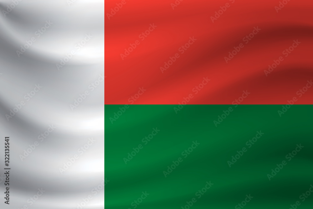 Waving flag of Madagascar. Vector illustration