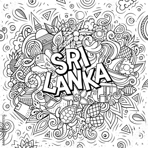 Sri Lanka hand drawn cartoon doodles illustration. Funny design.