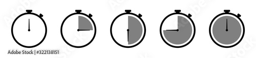 Timer icons on a white background. Countdown in the form of a timer on a white background in a flat style