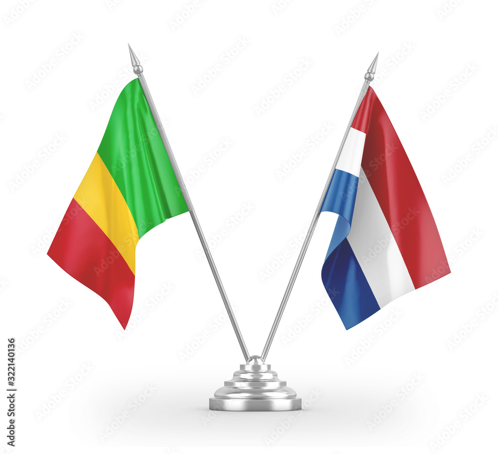Netherlands and Mali table flags isolated on white 3D rendering Netherlands and Mali table flags isolated on white 3D rendering
