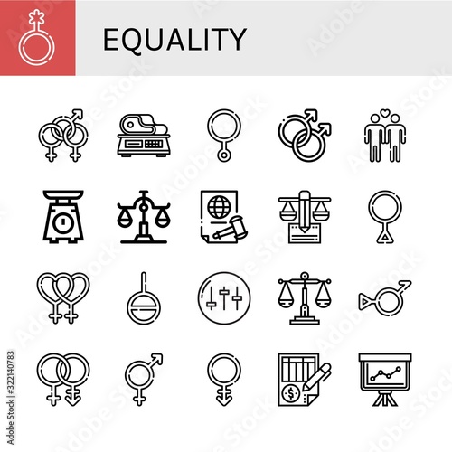 equality simple icons set
