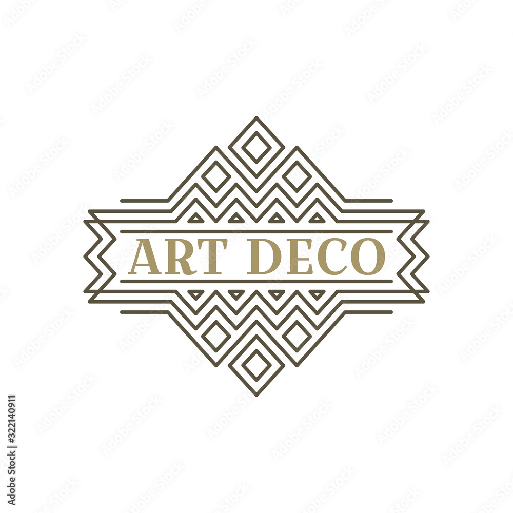 Art deco logo. Vintage label design. Retro badges. Vector image.