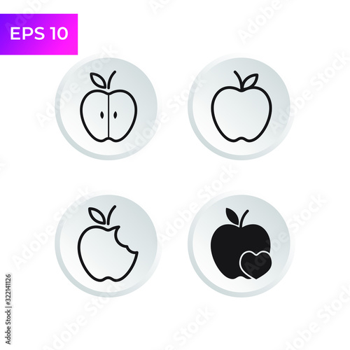 Apple icon template color editable. Apple fruit symbol logo vector sign isolated on white background illustration for graphic and web design.