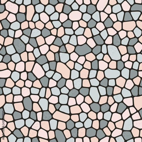 Mosaic seamless pattern background. Colorful tiles with dark gaps texture.