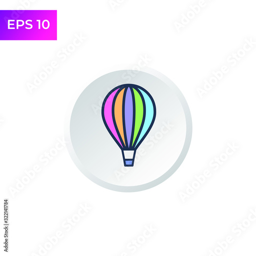 Hot Air Balloon icon template color editable. Air Balloon symbol logo vector sign isolated on white background illustration for graphic and web design.