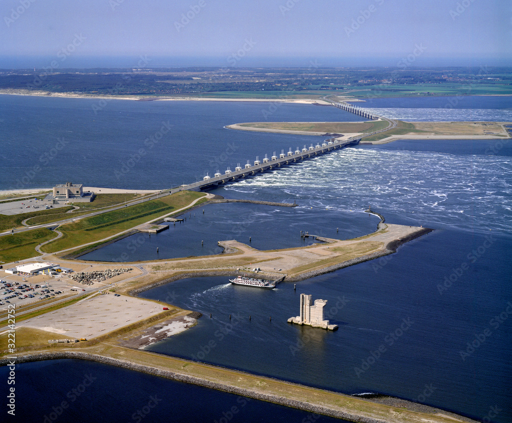 Deltawerken, Holland, May 27 - 1990: Historical aerial photo of the