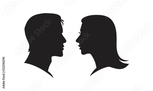 Man and Woman Silhouette face to face vector Icon template black color editable. Man and Woman Silhouette face to face vector Icon symbol Flat vector illustration for graphic and web design.