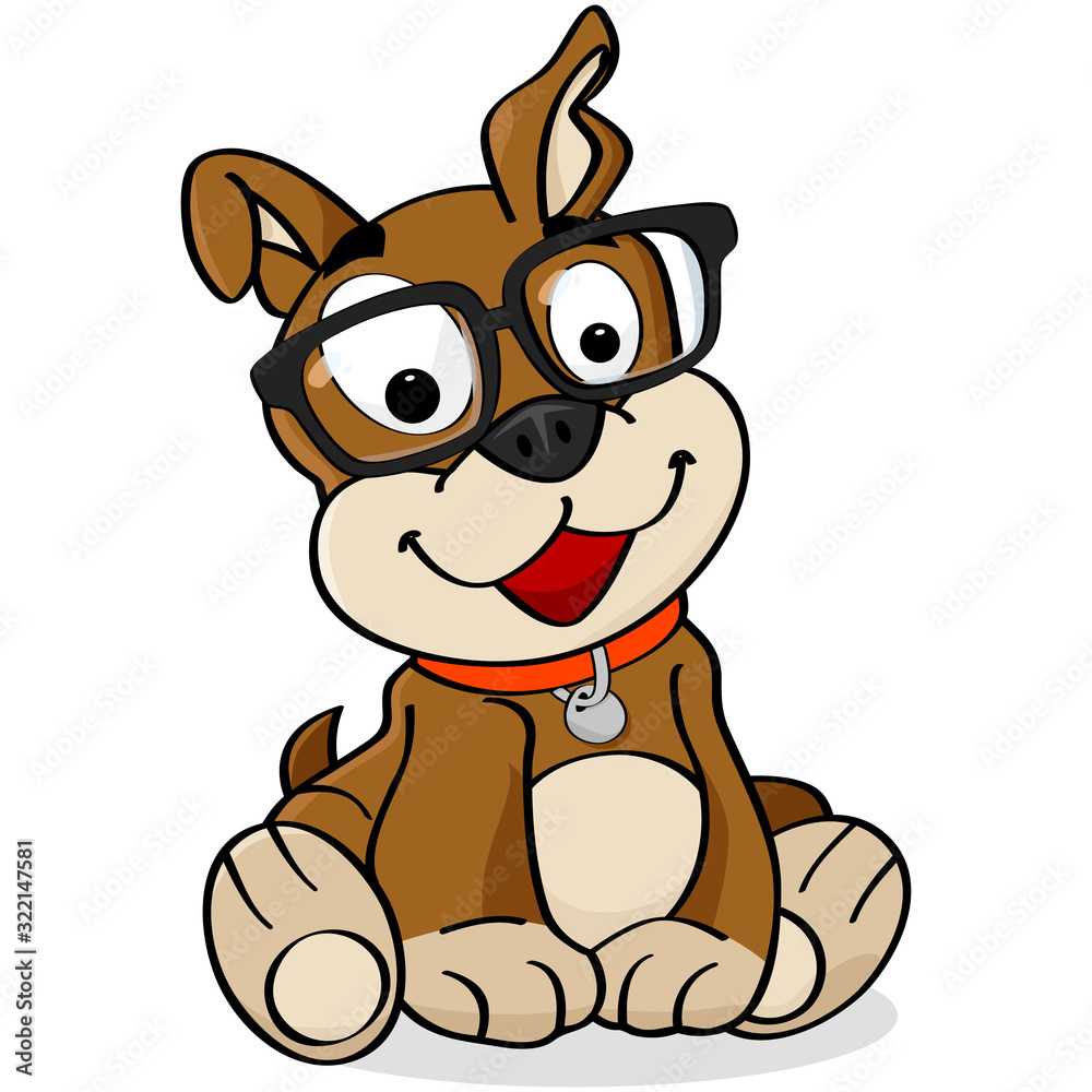 Obraz premium Nerd dog cartoon