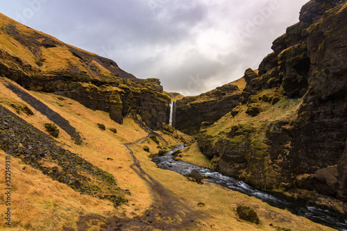 Kvernufoss waterfall in the south of Iceland photo