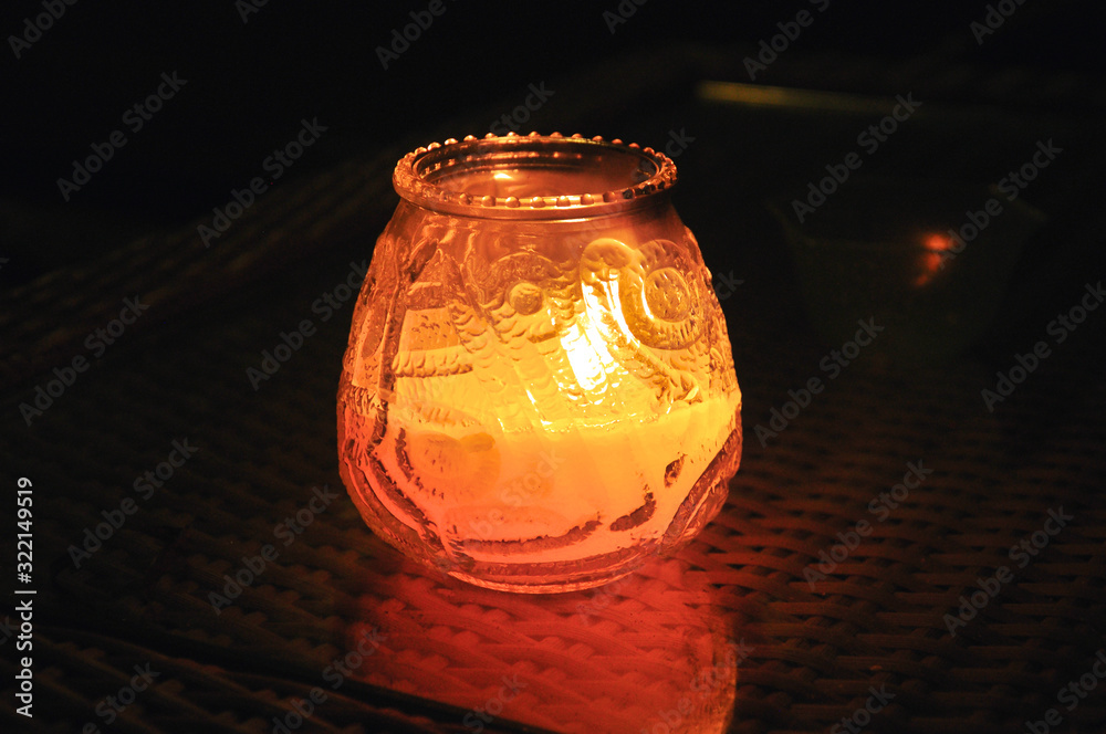 Candle in the glass in the dark Candle in the glass in the dark