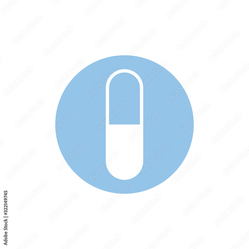 Capsule pill icon. Tablet symbol. Medical design element. Healthcare concept. Vector illustration Capsule pill icon. Tablet symbol. Medical design element. Healthcare concept. Vector illustration
