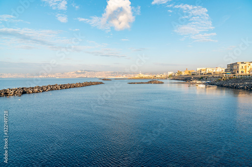 Panoramic view of the Gulf of Naples, blue sea, Italy. © k_samurkas