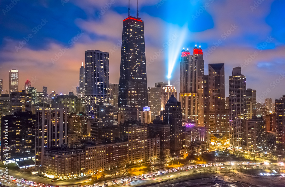 Fototapeta premium Chicago panoramę budynków w centrum miasta
