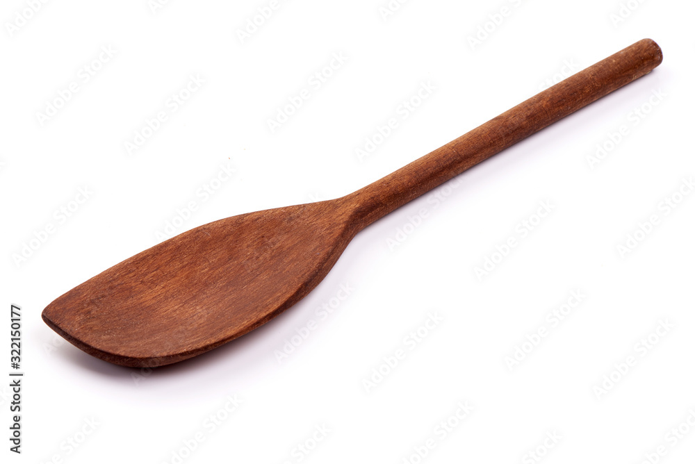 Rustic wooden spoon, isolated on white background Rustic wooden spoon, isolated on white background