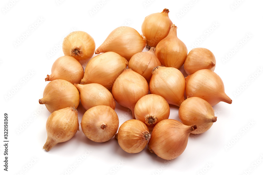 Young onion bulbs, isolated on white background Young onion bulbs, isolated on white background