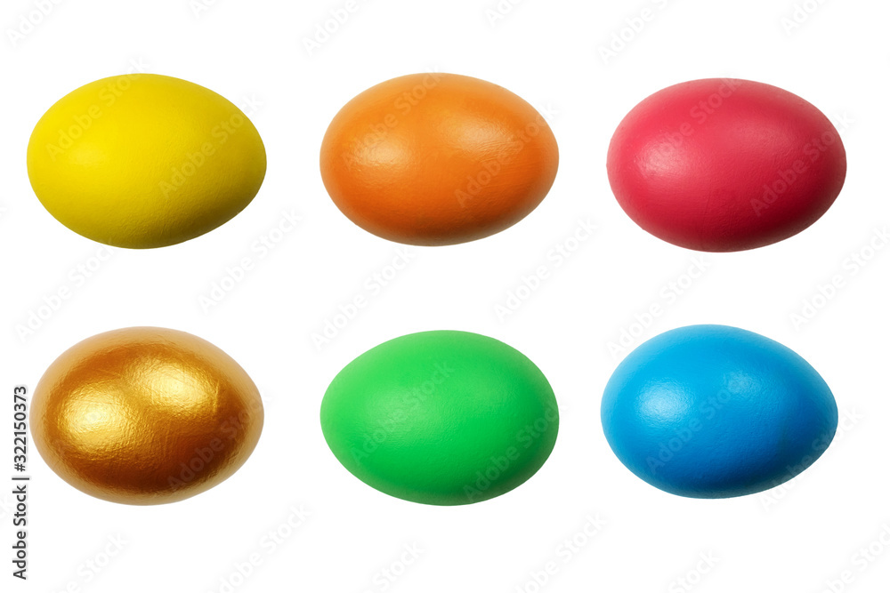 Set of colorful Easter eggs on the white background