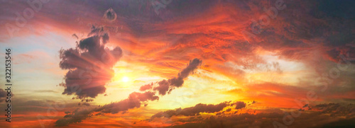 Fototapeta fiery sunset in the sky