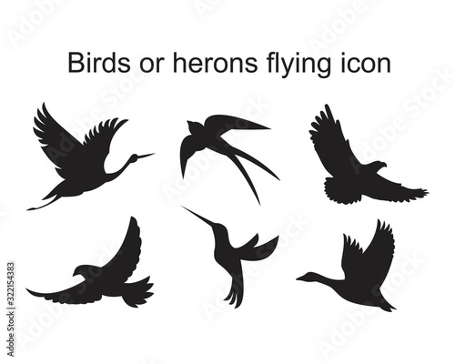 Bird or herons flying Icon template black color editable. Bird or herons flying Icon symbol Flat vector illustration for graphic and web design. © Alwie99d