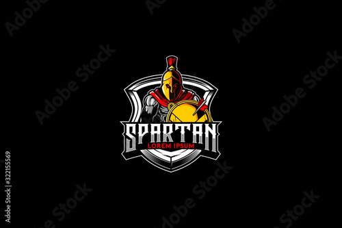 Spartan or Trojan Warrior with shield vector logo template