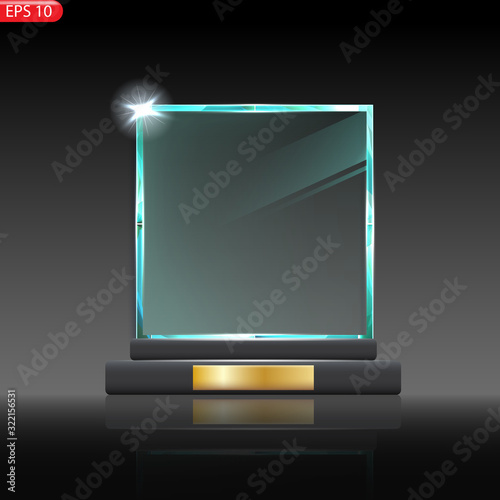 Glass Trophy Award. First place Prize plaque