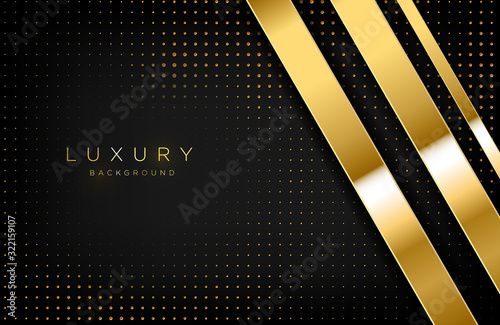 Modern background with luxury and elegant style . Minimalist black and gold design with geometric shape and gold halftone texture