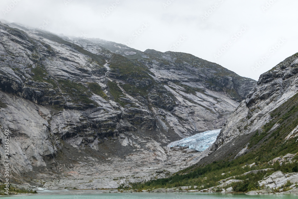 Norway mountains landscape view near lake glacier