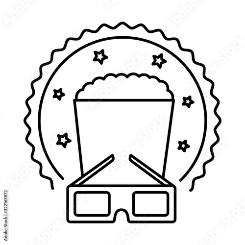 cinema glasses and popcorn isolated icon