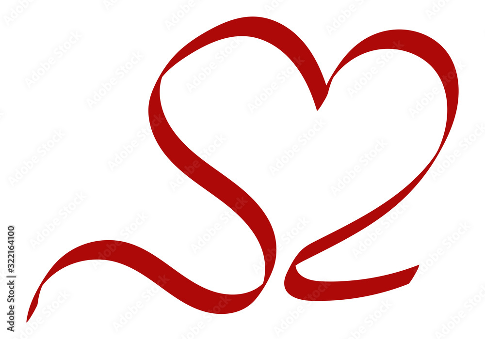 Corazón hecho con cinta roja sobre fondo blanco.