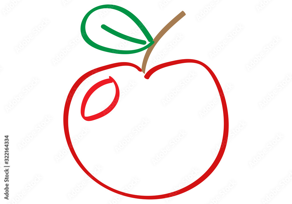 Dibujo de una manzana roja hecha con trazos.