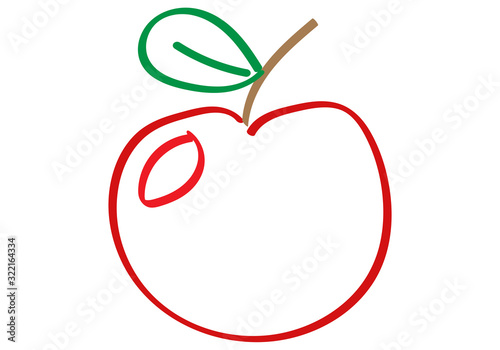 Dibujo de una manzana roja hecha con trazos.