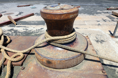 marine mooring rope equipment on the pier