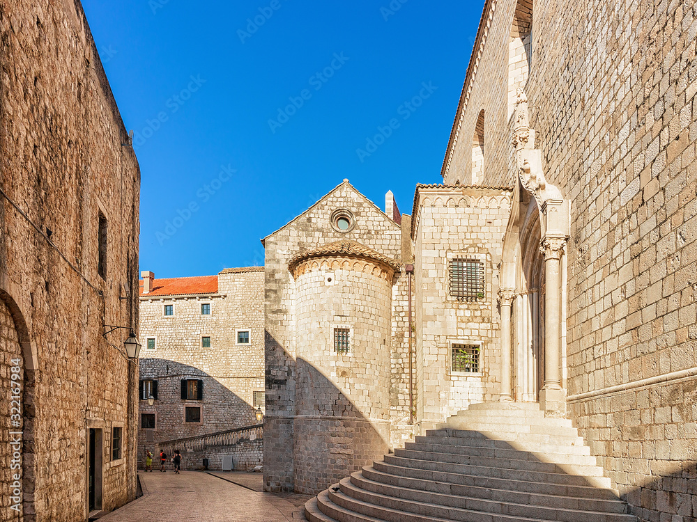Circular steps of Dominican Monastery in Old town of Dubrovnik