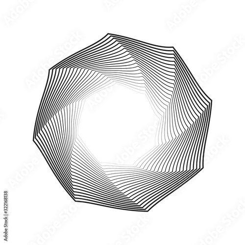 Abstract optical pattern. Octagonal geometric shape with halftone effect.