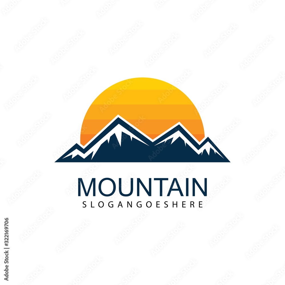 Mountain logo design icon template. Nature mountain expedition vector illustration