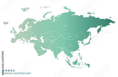 eurasia countries map. vector of eurasia map. 