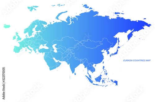 eurasia countries map. vector of eurasia map. europe and asia continente map. photo