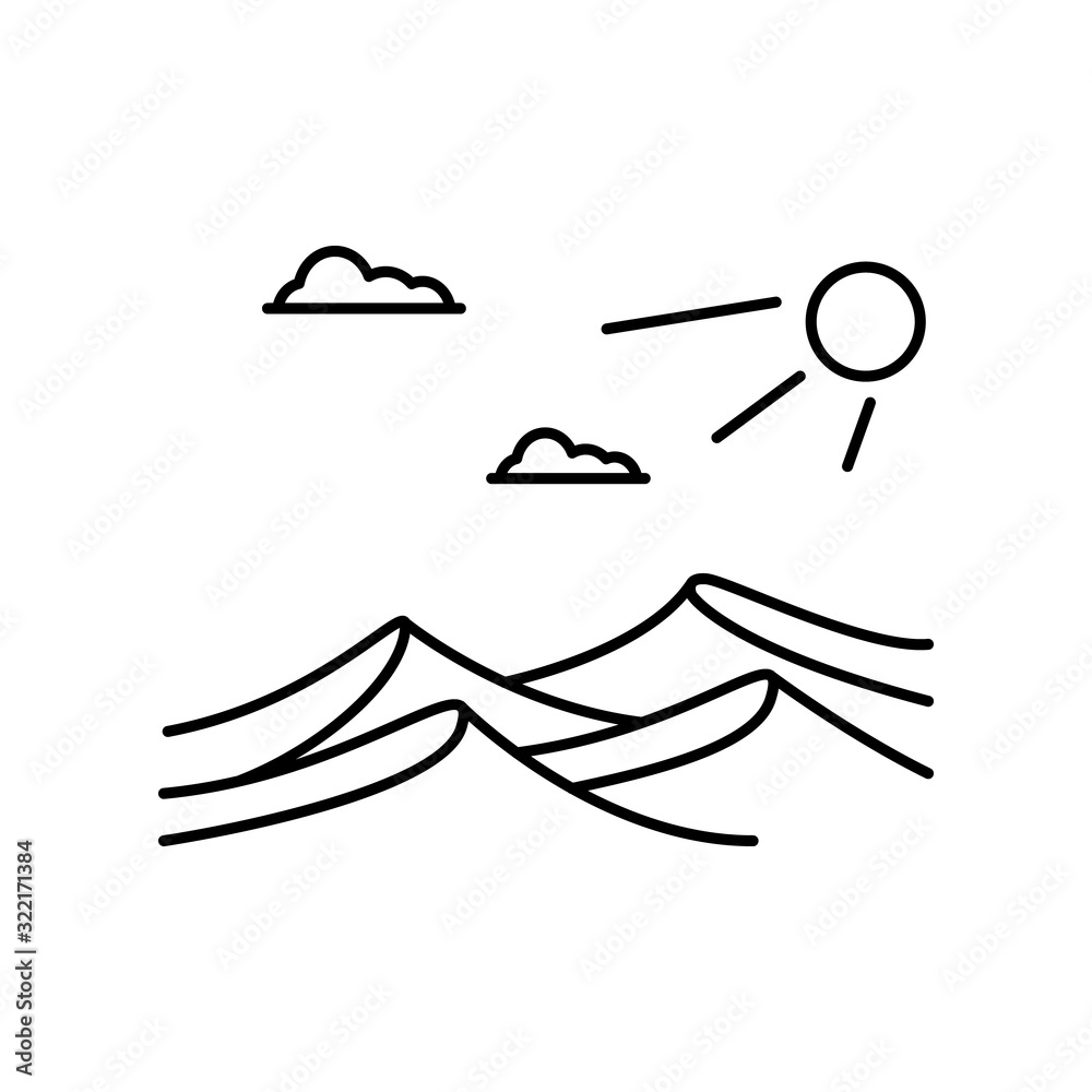 Desert, sun icon. Simple line, outline vector elements of landscape icons for ui and ux, website or mobile application