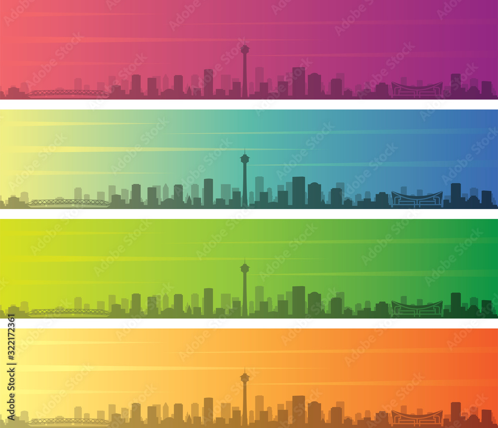 Calgary Multiple Color Gradient Skyline Banner