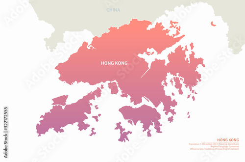 graphic vector map of hong kong. asia country map. hk map.
