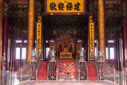 Photography The throne in the Hall of Supreme Harmony, Forbidden City, Beijing