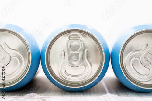 Metal beer or juice cans, stock photo