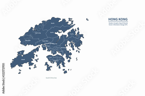 graphic vector map of hong kong. asia country map. hk map.