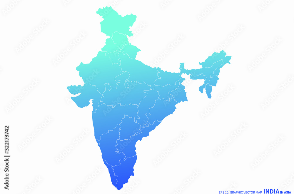 graphic vector map of delhi. map of india in asia. india map.