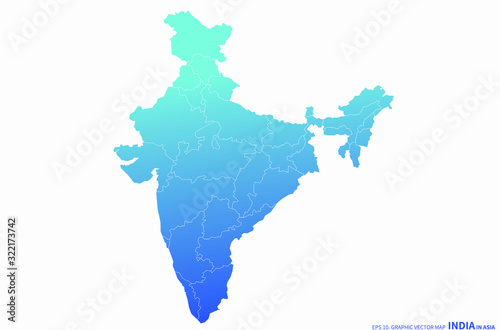 graphic vector map of delhi. map of india in asia. india map.