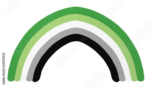 Aromantic Pride Flag Rainbow painted illustration on white photo