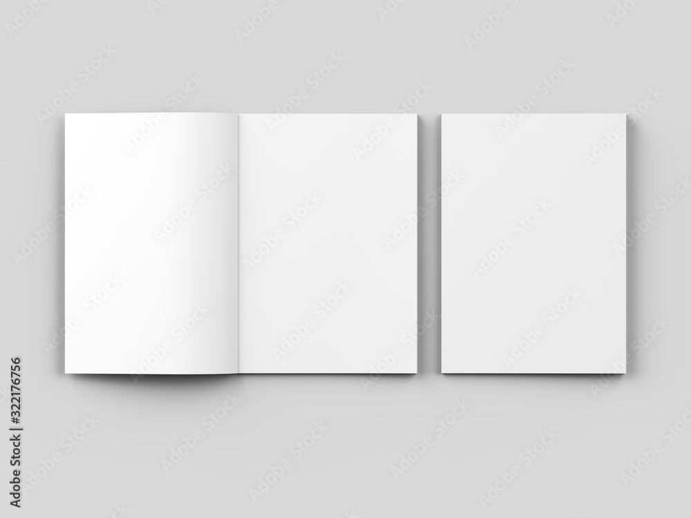 Magazine with open cover. Vertical A4 format. 3d illustration. Magazine with open cover. Vertical A4 format. 3d illustration.