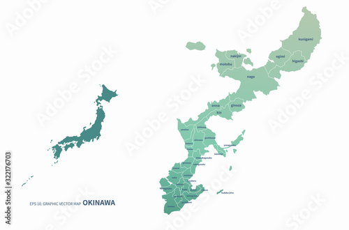 graphic vector map of japan map. okinawa map. hokkaido map.