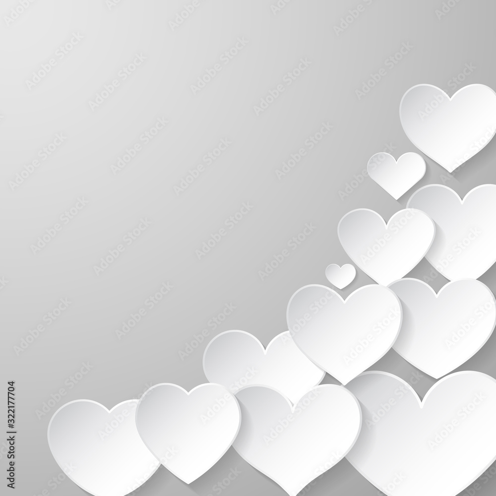 Parer white heart on gray background. Sign of love. Vector illustration Parer white heart on gray background. Sign of love. Vector illustration