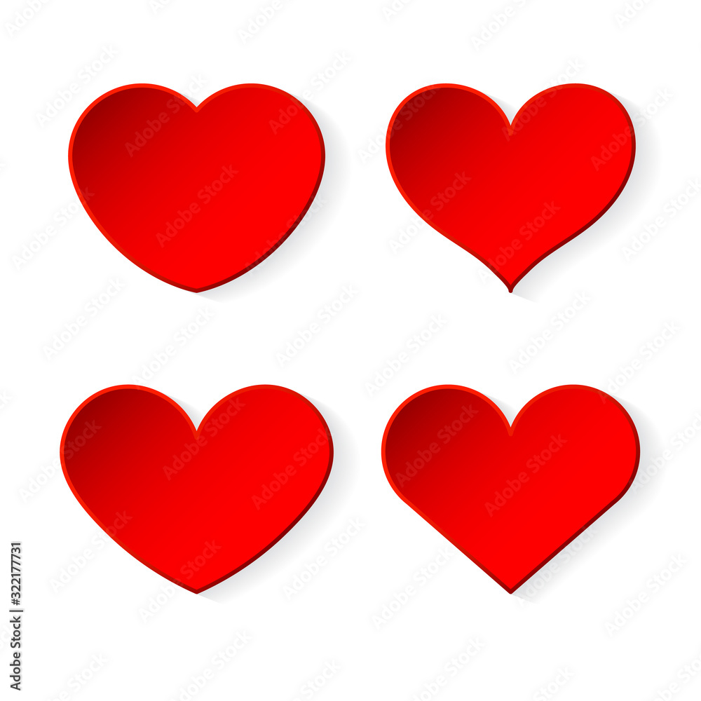 Parer red heart on white background. Heart icon. Sign of love. Vector illustration