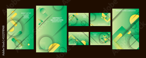 Set of ecology baners summer of abstract green colors in chests. Modern flyer or banner concept